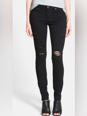 PAIGE Black Verdugo Distressed Skinny Jeans